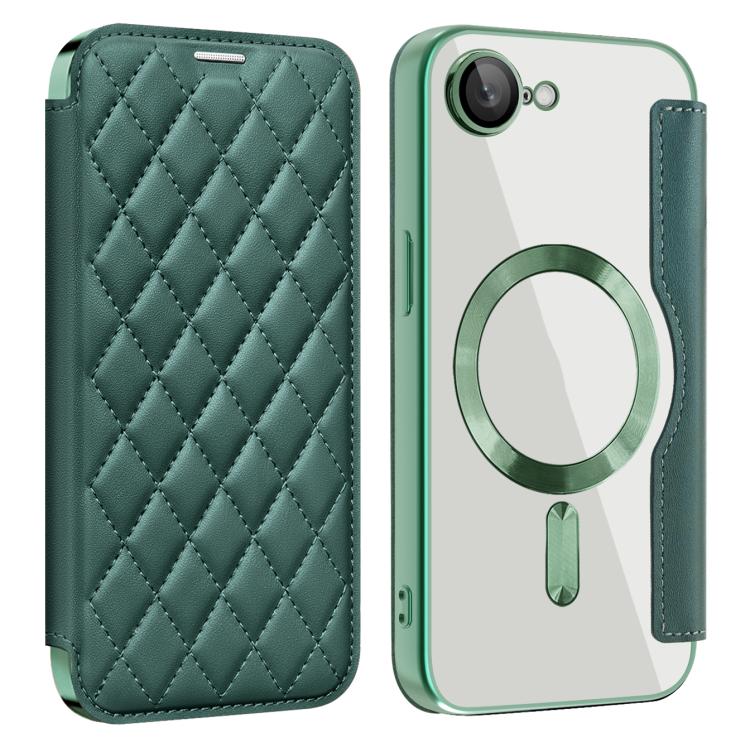 Shield Magsafe RFID Anti-theft Rhombus Leather Phone Case, For iPhone 17e / 16e