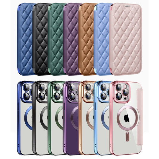 Shield Magsafe RFID Anti-theft Rhombus Leather Phone Case