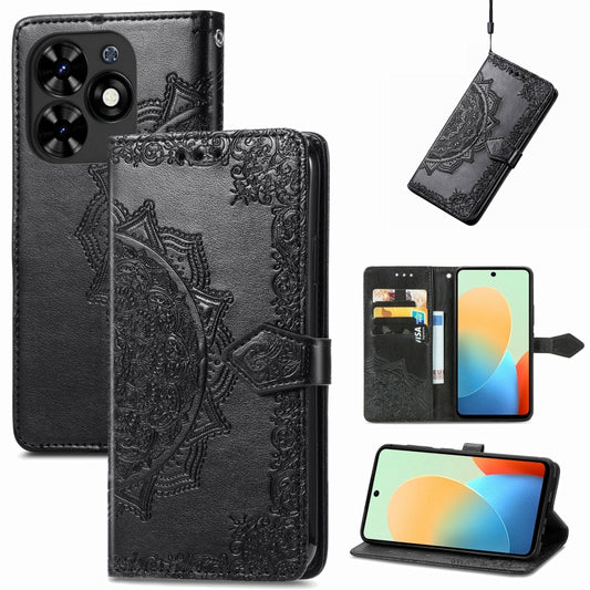 Mandala Flower Embossed Leather Phone Case, For Tecno Spark 20 Pro+, For Tecno Spark 20 Pro, For Tecno Spark 20C, For Tecno Spark  20 4G, For Tecno Spark Go 2024, For Tecno Pova Neo 3, For Tecno Pova 5 4G, For Tecno Itel A70, For Tecno Itel S23+