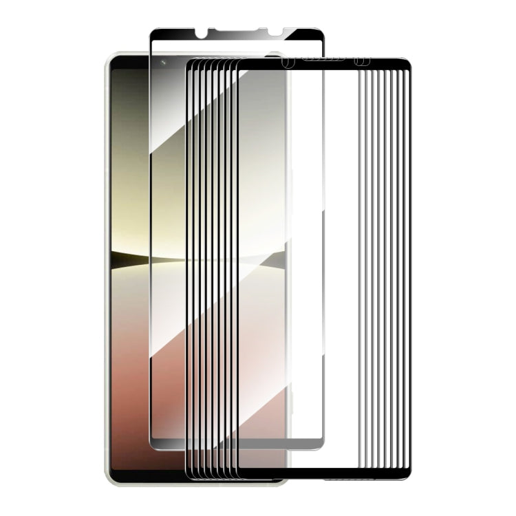 10pcs ENKAY Full Glue High Aluminum-silicon Tempered Glass Film, For Sony Xperia 5 V, For Sony Xperia 1 V, For Sony Xperia 10 V