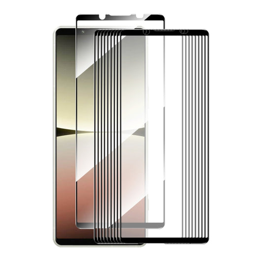10pcs ENKAY Full Glue High Aluminum-silicon Tempered Glass Film, For Sony Xperia 5 V, For Sony Xperia 1 V, For Sony Xperia 10 V