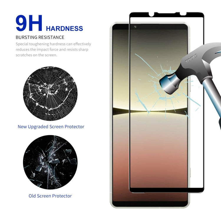 10pcs ENKAY Full Glue High Aluminum-silicon Tempered Glass Film, For Sony Xperia 5 V, For Sony Xperia 1 V, For Sony Xperia 10 V