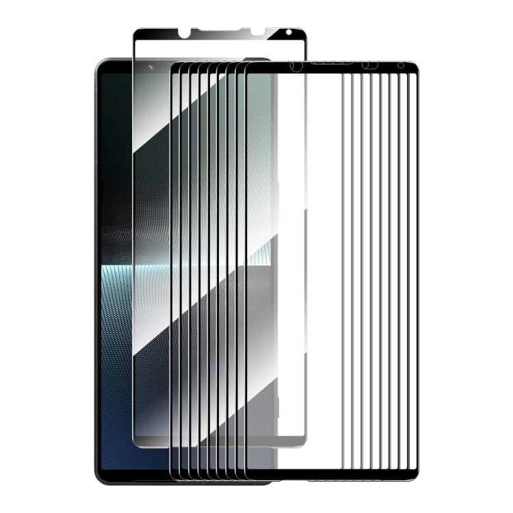10pcs ENKAY Full Glue High Aluminum-silicon Tempered Glass Film, For Sony Xperia 5 V, For Sony Xperia 1 V, For Sony Xperia 10 V