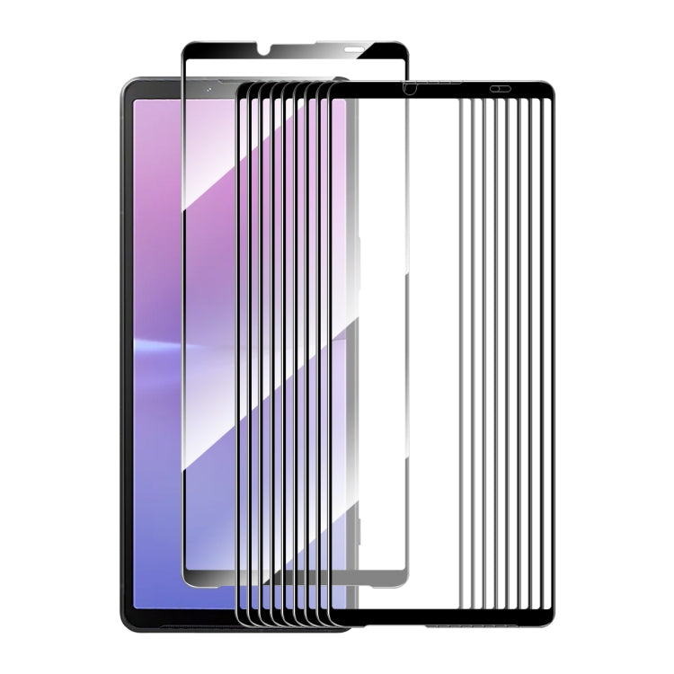 10pcs ENKAY Full Glue High Aluminum-silicon Tempered Glass Film, For Sony Xperia 5 V, For Sony Xperia 1 V, For Sony Xperia 10 V