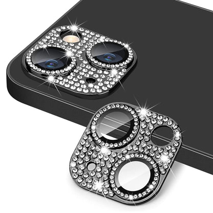ENKAY Hat-Prince Blink Diamond Camera Lens Aluminium Alloy + Tempered Glass Full Coverage Protector, For iPhone 15 / 15 Plus