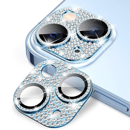 ENKAY Hat-Prince Blink Diamond Camera Lens Aluminium Alloy + Tempered Glass Full Coverage Protector, For iPhone 15 / 15 Plus