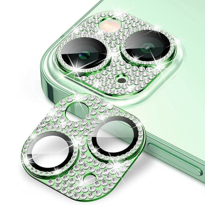 ENKAY Hat-Prince Blink Diamond Camera Lens Aluminium Alloy + Tempered Glass Full Coverage Protector, For iPhone 15 / 15 Plus