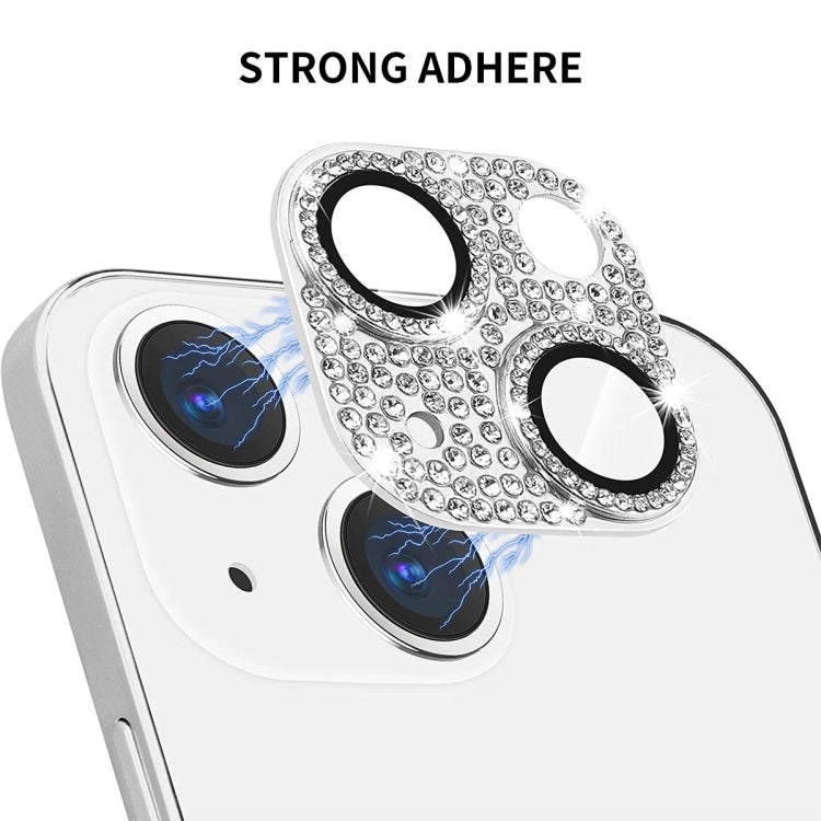 ENKAY Hat-Prince Blink Diamond Camera Lens Aluminium Alloy + Tempered Glass Full Coverage Protector, For iPhone 15 / 15 Plus