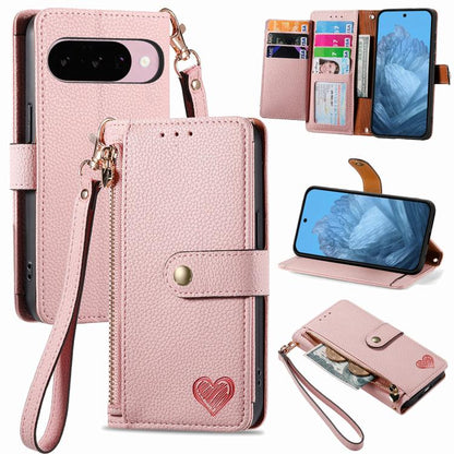 Love Zipper Lanyard Leather Phone Case, For Google Pixel 10 / 10 Pro