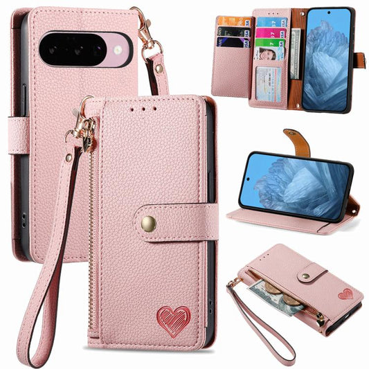 Love Zipper Lanyard Leather Phone Case, For Google Pixel 10 / 10 Pro