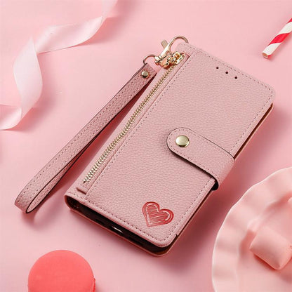 Love Zipper Lanyard Leather Phone Case, For Google Pixel 10 / 10 Pro