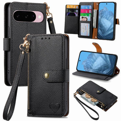 Love Zipper Lanyard Leather Phone Case, For Google Pixel 10 / 10 Pro