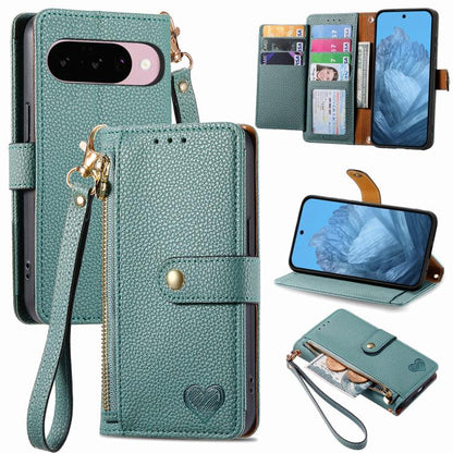Love Zipper Lanyard Leather Phone Case, For Google Pixel 10 / 10 Pro