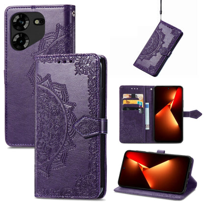 Mandala Flower Embossed Leather Phone Case, For Tecno Pova Neo 3, For Tecno Pova 5 4G, For Tecno Camon 20 Pro 5G, For Tecno Spark 10, For Tecno Spark GO 2023