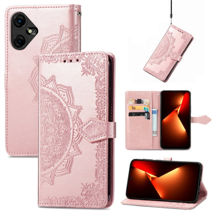 Mandala Flower Embossed Leather Phone Case, For Tecno Pova Neo 3, For Tecno Pova 5 4G, For Tecno Camon 20 Pro 5G, For Tecno Spark 10, For Tecno Spark GO 2023