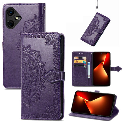 Mandala Flower Embossed Leather Phone Case, For Tecno Pova Neo 3, For Tecno Pova 5 4G, For Tecno Camon 20 Pro 5G, For Tecno Spark 10, For Tecno Spark GO 2023