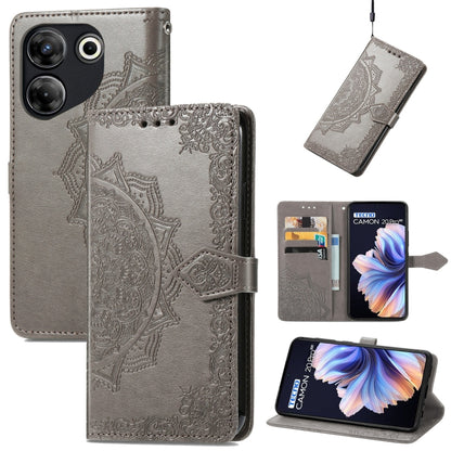 Mandala Flower Embossed Leather Phone Case, For Tecno Pova Neo 3, For Tecno Pova 5 4G, For Tecno Camon 20 Pro 5G, For Tecno Spark 10, For Tecno Spark GO 2023