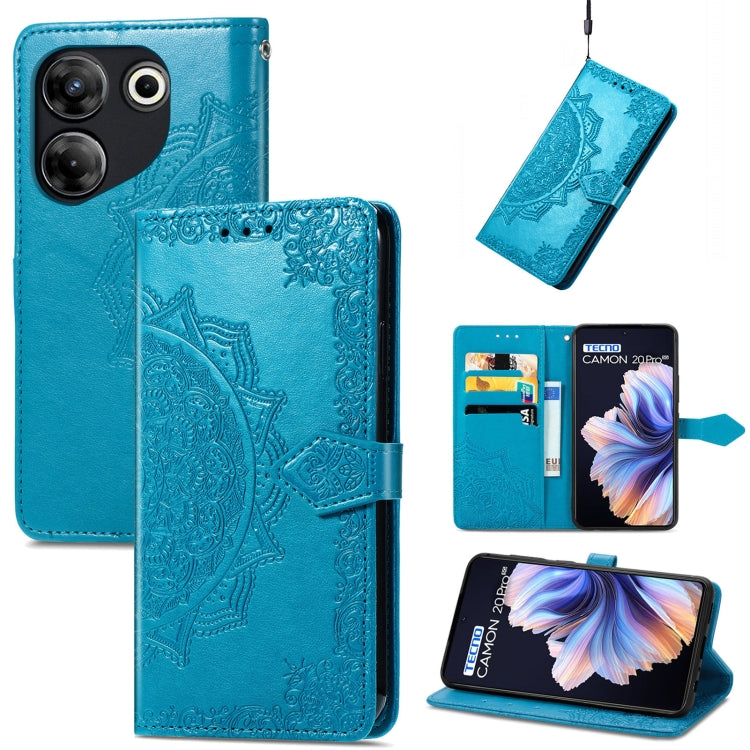 Mandala Flower Embossed Leather Phone Case, For Tecno Pova Neo 3, For Tecno Pova 5 4G, For Tecno Camon 20 Pro 5G, For Tecno Spark 10, For Tecno Spark GO 2023