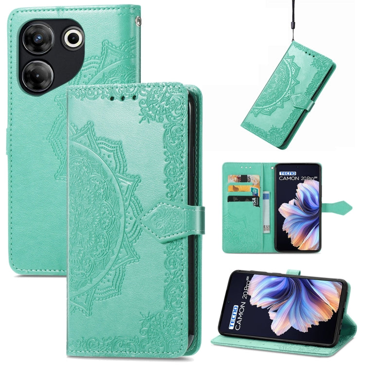 Mandala Flower Embossed Leather Phone Case, For Tecno Pova Neo 3, For Tecno Pova 5 4G, For Tecno Camon 20 Pro 5G, For Tecno Spark 10, For Tecno Spark GO 2023