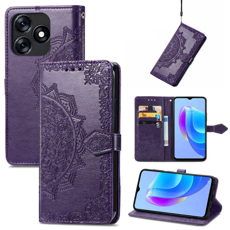 Mandala Flower Embossed Leather Phone Case, For Tecno Pova Neo 3, For Tecno Pova 5 4G, For Tecno Camon 20 Pro 5G, For Tecno Spark 10, For Tecno Spark GO 2023