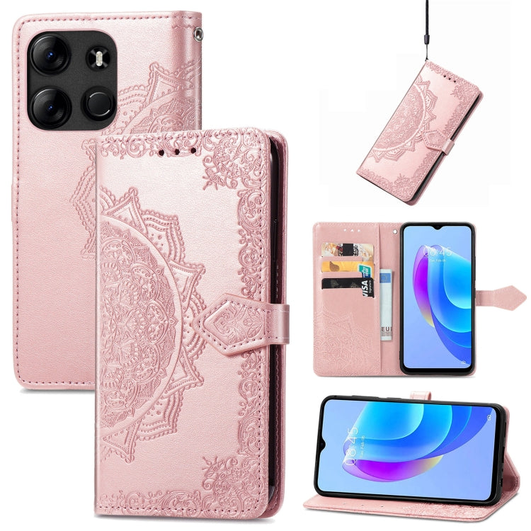 Mandala Flower Embossed Leather Phone Case, For Tecno Pova Neo 3, For Tecno Pova 5 4G, For Tecno Camon 20 Pro 5G, For Tecno Spark 10, For Tecno Spark GO 2023