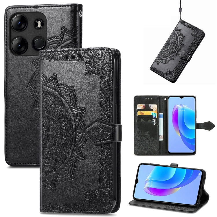 Mandala Flower Embossed Leather Phone Case, For Tecno Pova Neo 3, For Tecno Pova 5 4G, For Tecno Camon 20 Pro 5G, For Tecno Spark 10, For Tecno Spark GO 2023