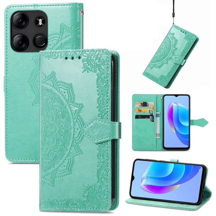Mandala Flower Embossed Leather Phone Case, For Tecno Pova Neo 3, For Tecno Pova 5 4G, For Tecno Camon 20 Pro 5G, For Tecno Spark 10, For Tecno Spark GO 2023