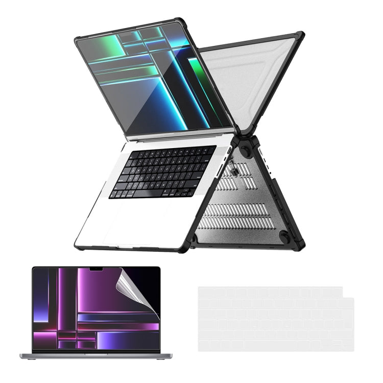 ENKAY Hat-Prince 3 in 1 Protective Bracket Case Cover Hard Shell with TPU Keyboard Film / PET Screen Protector, Version:US, For MacBook Air 15.3 A2941, For MacBook Pro 14.2 A2442/A2779, For MacBook Air 13.6 A2681, For MacBook Pro 13.3 A2251/A2289/A2338...