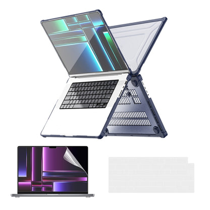 ENKAY Hat-Prince 3 in 1 Protective Bracket Case Cover Hard Shell with TPU Keyboard Film / PET Screen Protector, Version:US, For MacBook Air 15.3 A2941, For MacBook Pro 14.2 A2442/A2779, For MacBook Air 13.6 A2681, For MacBook Pro 13.3 A2251/A2289/A2338...