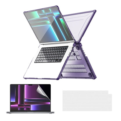 ENKAY Hat-Prince 3 in 1 Protective Bracket Case Cover Hard Shell with TPU Keyboard Film / PET Screen Protector, Version:US, For MacBook Air 15.3 A2941, For MacBook Pro 14.2 A2442/A2779, For MacBook Air 13.6 A2681, For MacBook Pro 13.3 A2251/A2289/A2338...