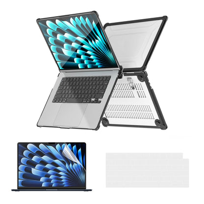 ENKAY Hat-Prince 3 in 1 Protective Bracket Case Cover Hard Shell with TPU Keyboard Film / PET Screen Protector, Version:US, For MacBook Air 15.3 A2941, For MacBook Pro 14.2 A2442/A2779, For MacBook Air 13.6 A2681, For MacBook Pro 13.3 A2251/A2289/A2338...