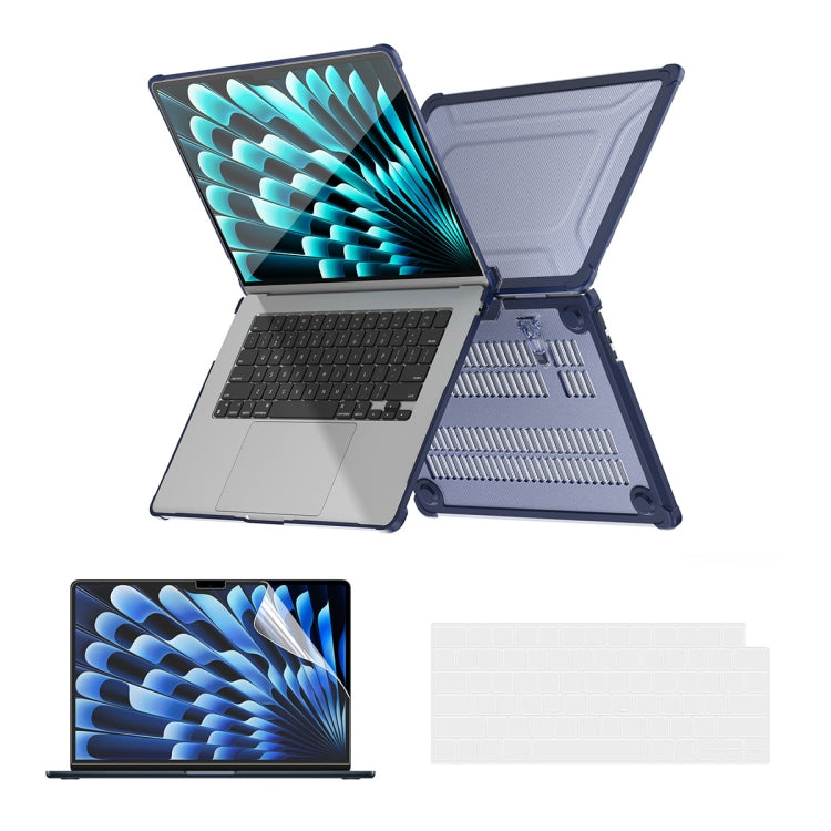 ENKAY Hat-Prince 3 in 1 Protective Bracket Case Cover Hard Shell with TPU Keyboard Film / PET Screen Protector, Version:US, For MacBook Air 15.3 A2941, For MacBook Pro 14.2 A2442/A2779, For MacBook Air 13.6 A2681, For MacBook Pro 13.3 A2251/A2289/A2338...