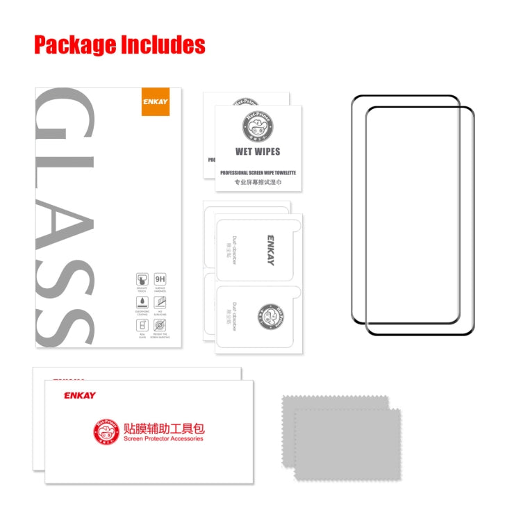 2pcs ENKAY Hat-Prince Heat Bending Full Side Glue Tempered Glass Film, For Huawei Mate 60 Pro