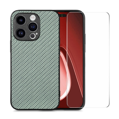ENKAY Fiber Leather Skin PC Phone Case with High Aluminum-silicon Glass Film, For iPhone 15 Pro Max, For iPhone 15 Pro, For iPhone 15 Plus, For iPhone 15, For iPhone 14 Plus, For iPhone 14, For iPhone 14 Pro, For iPhone 14 Pro Max