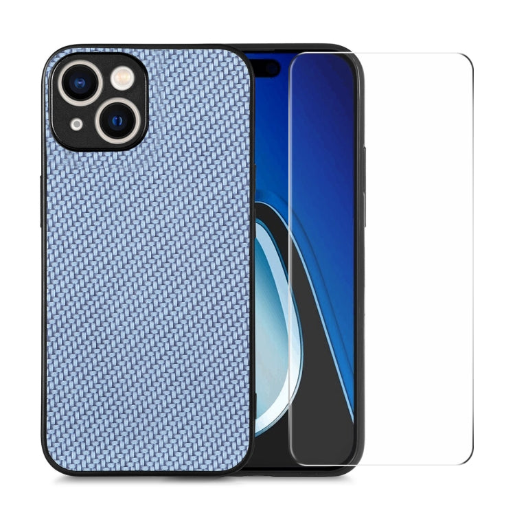 ENKAY Fiber Leather Skin PC Phone Case with High Aluminum-silicon Glass Film, For iPhone 15 Pro Max, For iPhone 15 Pro, For iPhone 15 Plus, For iPhone 15, For iPhone 14 Plus, For iPhone 14, For iPhone 14 Pro, For iPhone 14 Pro Max