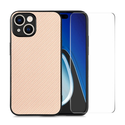 ENKAY Fiber Leather Skin PC Phone Case with High Aluminum-silicon Glass Film, For iPhone 15 Pro Max, For iPhone 15 Pro, For iPhone 15 Plus, For iPhone 15, For iPhone 14 Plus, For iPhone 14, For iPhone 14 Pro, For iPhone 14 Pro Max