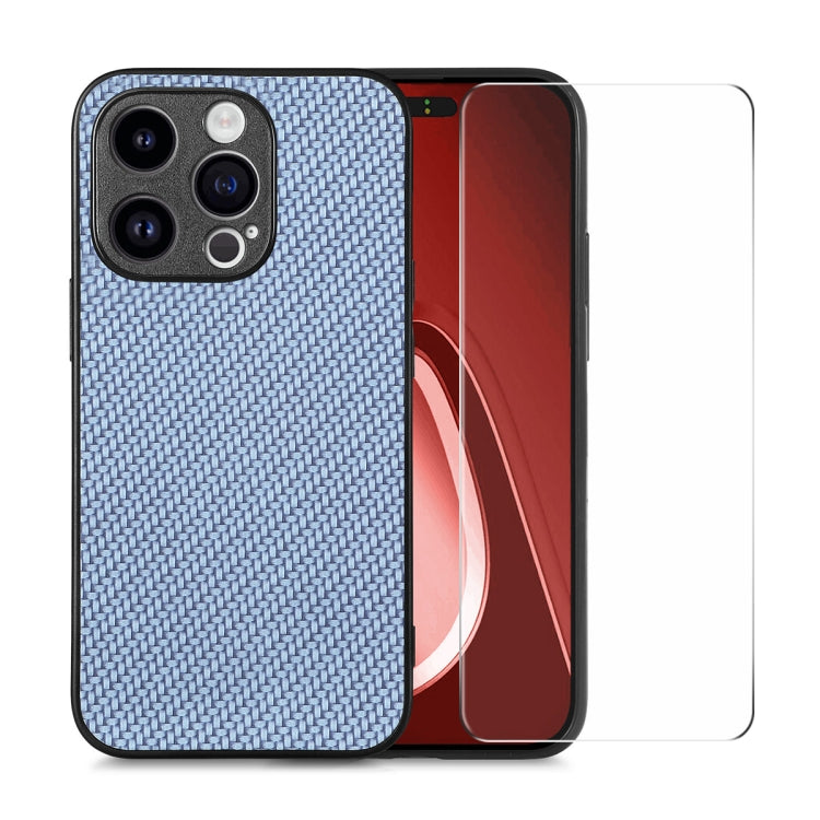 ENKAY Fiber Leather Skin PC Phone Case with High Aluminum-silicon Glass Film, For iPhone 15 Pro Max, For iPhone 15 Pro, For iPhone 15 Plus, For iPhone 15, For iPhone 14 Plus, For iPhone 14, For iPhone 14 Pro, For iPhone 14 Pro Max
