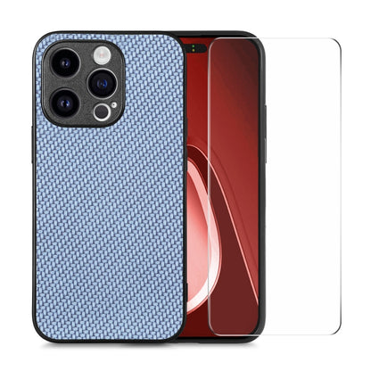 ENKAY Fiber Leather Skin PC Phone Case with High Aluminum-silicon Glass Film, For iPhone 15 Pro Max, For iPhone 15 Pro, For iPhone 15 Plus, For iPhone 15, For iPhone 14 Plus, For iPhone 14, For iPhone 14 Pro, For iPhone 14 Pro Max