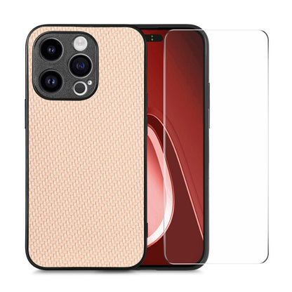 ENKAY Fiber Leather Skin PC Phone Case with High Aluminum-silicon Glass Film, For iPhone 15 Pro Max, For iPhone 15 Pro, For iPhone 15 Plus, For iPhone 15, For iPhone 14 Plus, For iPhone 14, For iPhone 14 Pro, For iPhone 14 Pro Max