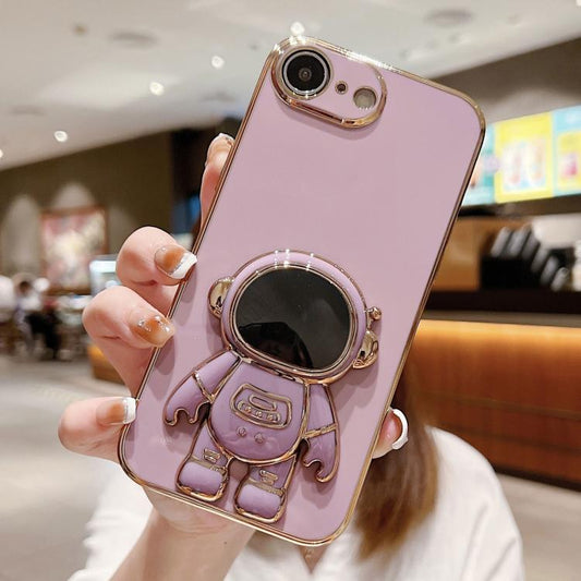 Electroplating Astronaut Holder Phone Case, For iPhone 17e / 16e, For iPhone 17 Pro Max, For iPhone 17 Pro, For iPhone 17, For iPhone Air, For iPhone 16 Pro Max, For iPhone 16 Pro, For iPhone 16 Plus, For iPhone 16, For iPhone 15 Pro Max               ...