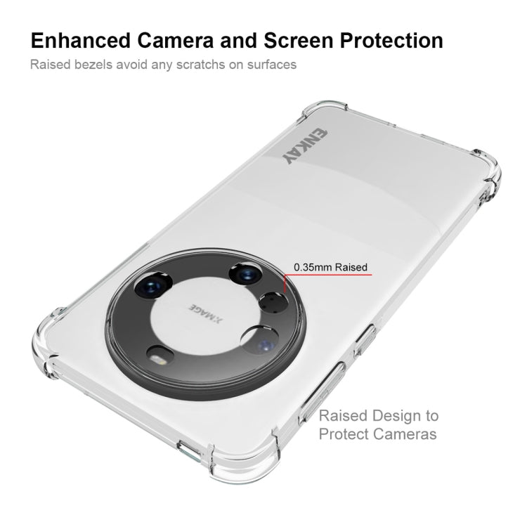 ENKAY Transparent TPU Shockproof Phone Case with 3D PET Hot Bending Film, For Huawei Mate 60 Pro / 60 Pro+