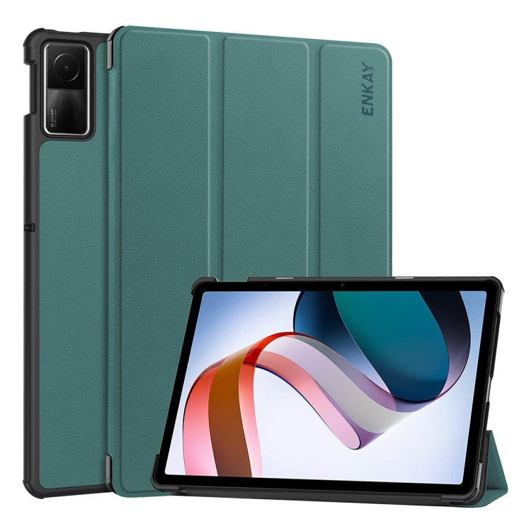 ENKAY Tri-fold Custer Texture Leather Smart Tablet Case, For Redmi Pad SE 11.0