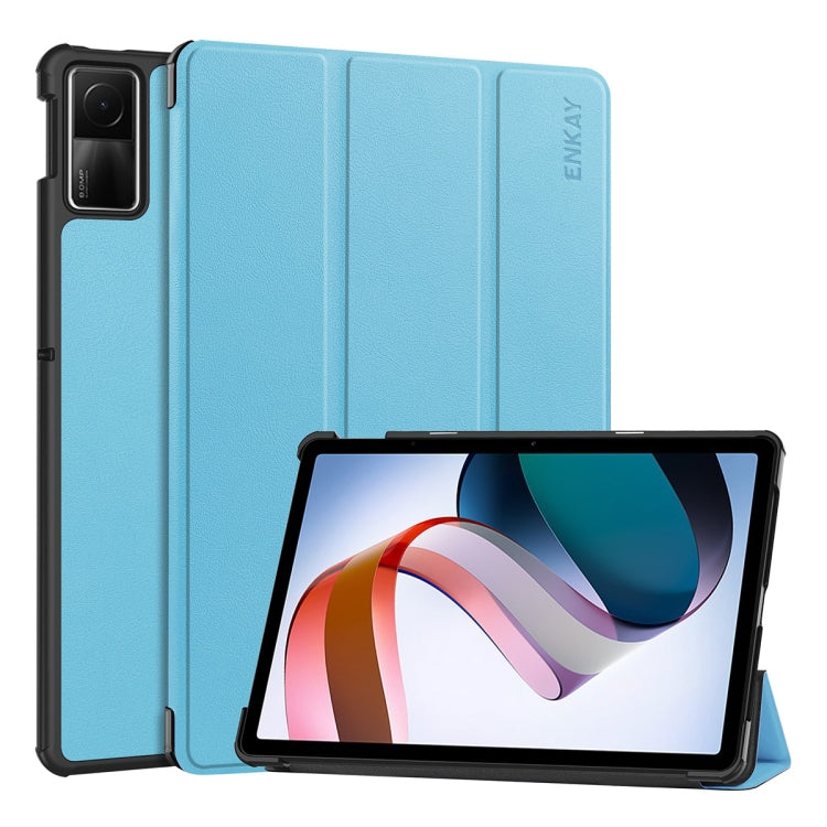 ENKAY Tri-fold Custer Texture Leather Smart Tablet Case, For Redmi Pad SE 11.0
