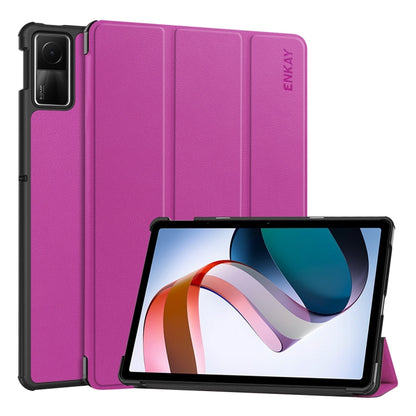 ENKAY Tri-fold Custer Texture Leather Smart Tablet Case, For Redmi Pad SE 11.0
