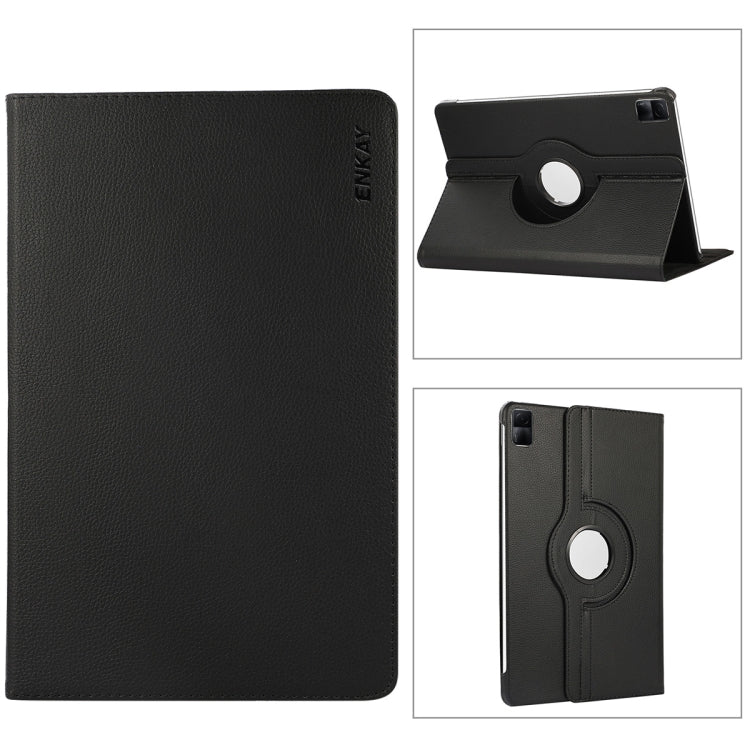 ENKAY Hat-Prince 360 Degree Rotation Litchi Leather Smart Case, For Redmi Pad SE 11.0