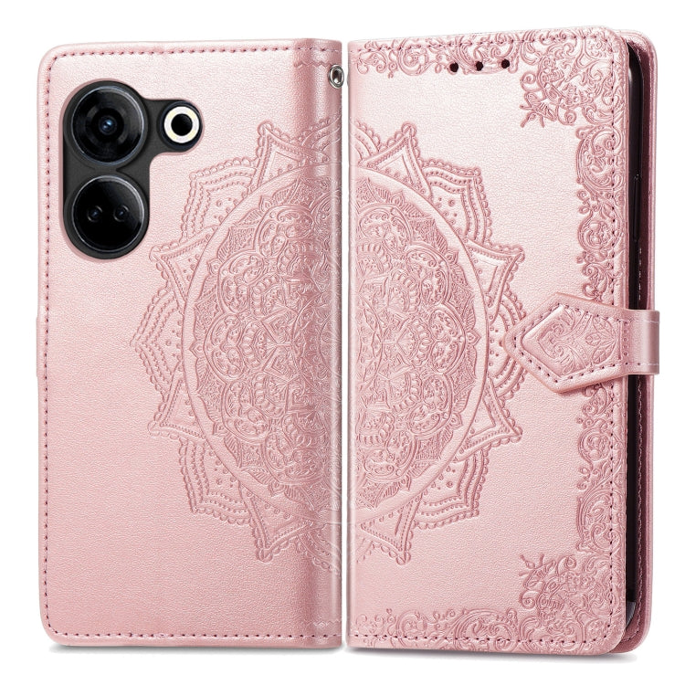 Mandala Flower Embossed Leather Phone Case, For Tecno Camon 20