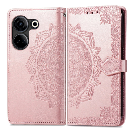 Mandala Flower Embossed Leather Phone Case, For Tecno Camon 20