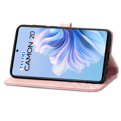 Mandala Flower Embossed Leather Phone Case, For Tecno Camon 20