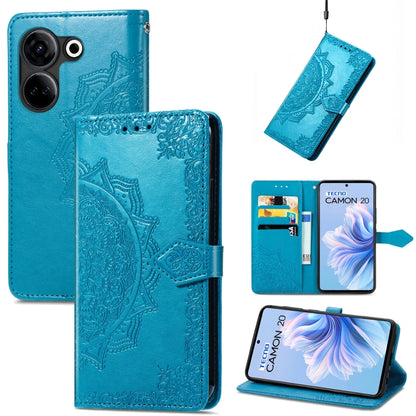 Mandala Flower Embossed Leather Phone Case, For Tecno Camon 20