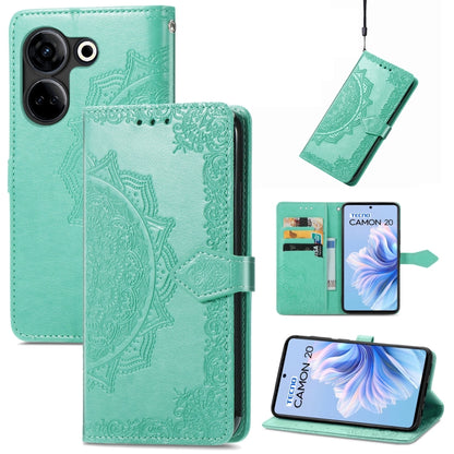 Mandala Flower Embossed Leather Phone Case, For Tecno Camon 20